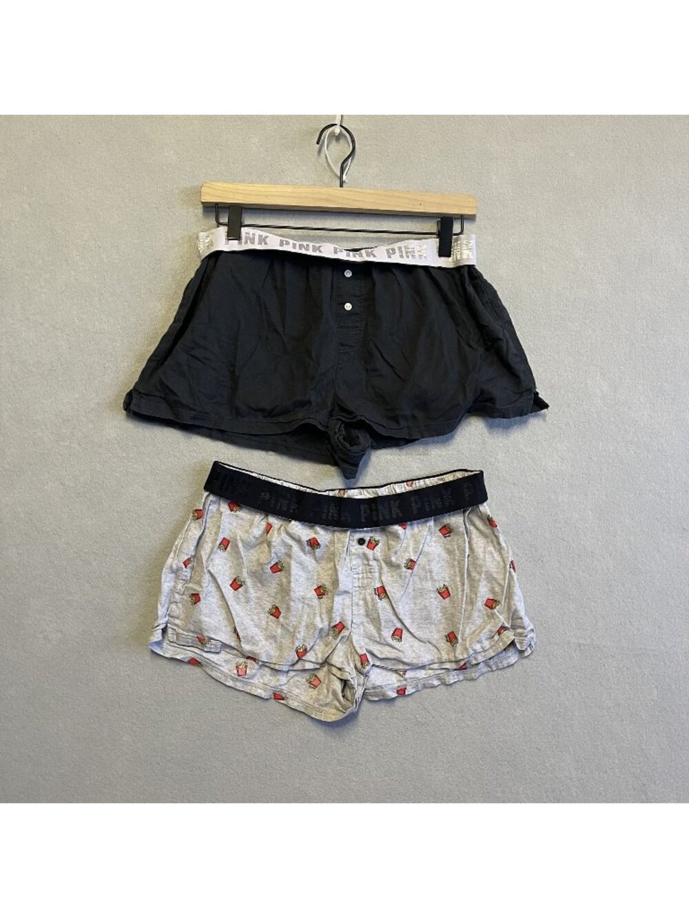 PINK Victorias Secret Boxer Sleep Shorts Set XS / S Black Grey